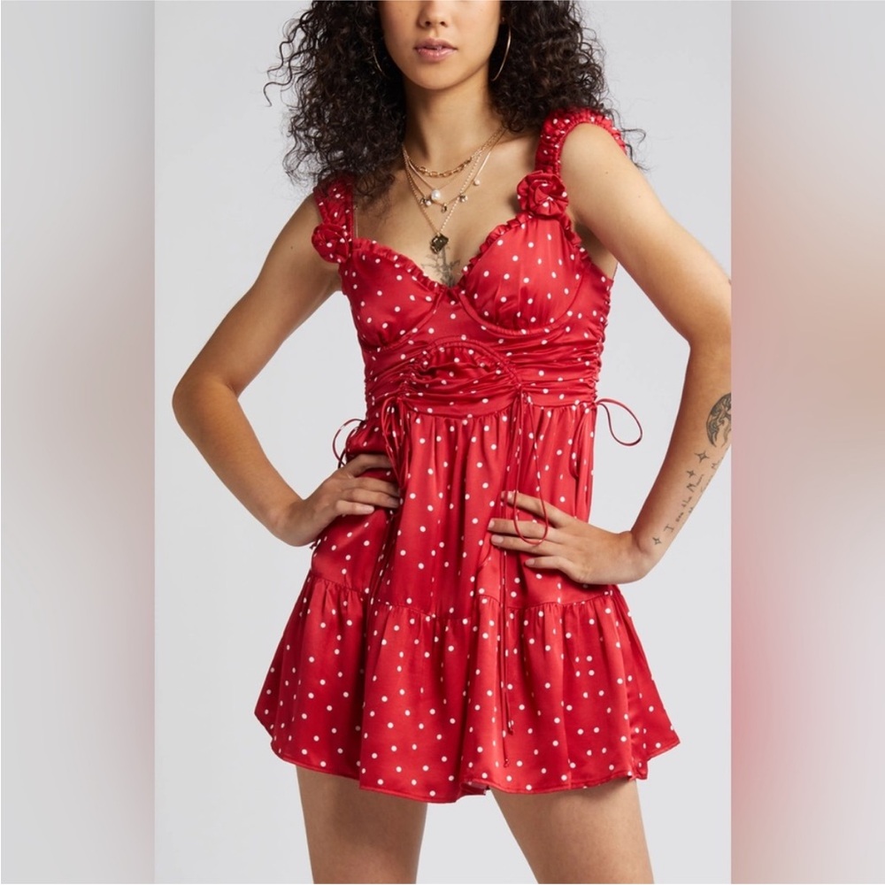 NWT Red For Love And Lemons “Willa” Polka Dot Mini Dress